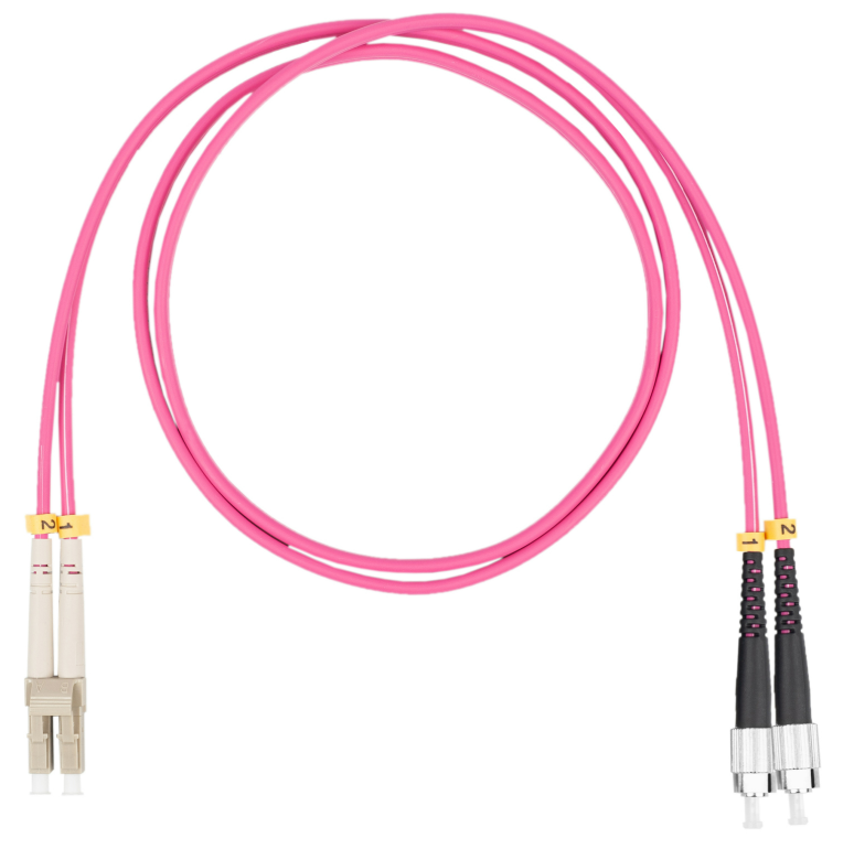 Шнур оптический коммутационный (патч-корд), LC-FC, дуплекс (duplex) OM4, нг(А)-HF, маджента, 7,0 м