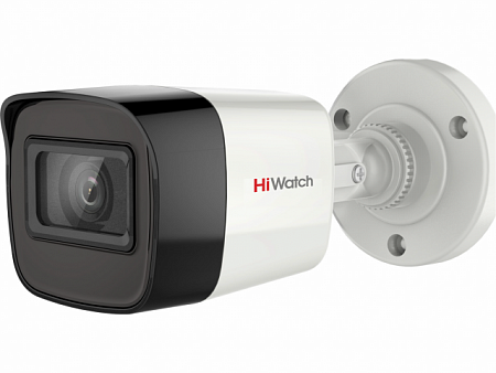 HiWatch DS-T500 (2.4) 5Mp Уличная цилиндрическая видеокамера, 1/2.5" CMOS, 110°, 2592x1944@20к/с, 2560x1440/1920x1080@25к/с, ИК-фильтр, 0.01 Лк@F1.2, OSD/DWDR/BLC/DNR/EXIR Smart ИК, видеовыход: 1хHD-TVI/AHD/CVI/CVBS, EXIR-подсветка до 20м, DC12V±25%, 5Вт,