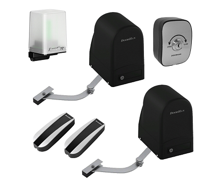 Doorhan ARM-230KIT (до 2м/300кг) Комплект для распашных ворот, в составе: привод ARM-230-Master, привод ARM-230, рычаг Lever-ARM230, ключ-кнопка KEYSWITCH-N, фотоэлементы PHOTOCELL-N, лампа сигнальная LAMP-PRO