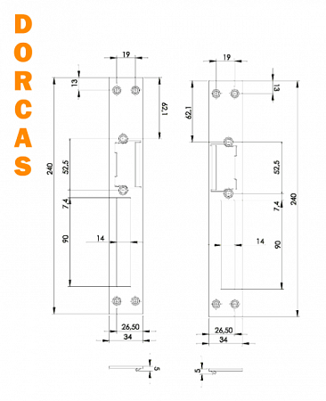 DORCAS H1X Лицевая панель нерж. Din Left