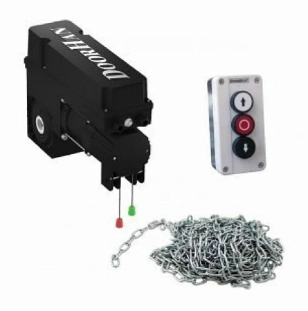 Doorhan Shaft-150KIT Комплект для промышленных секционных ворот, в составе: привод SHAFT-150, крепежный кронштейн, wепь SHCHAIN, кнопка Button-3, кабель 8м