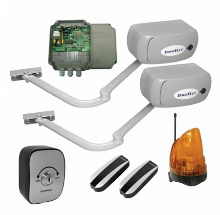 Doorhan ARM-320KIT (до 4м/800кг) Комплект автоматики для распашных ворот, в составе: привода ARM-320 (2шт), блок управления SW-Mini, ключ-кнопка KEYSWITCH-N, фотоэлементы PHOTOCELL-N, лампа LAMP